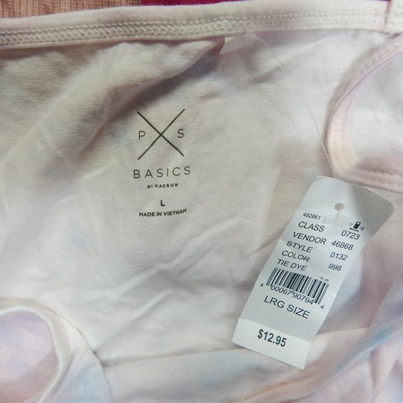 PacSun Bodysuits Womens  3 PC Spaghetti Strap  Pink Peach Tie Dye Size L - Picture 6 of 9